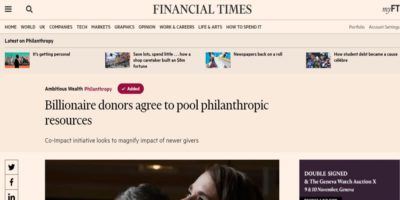 Billionaire Donors Agree to Pool Philanthropic Resources