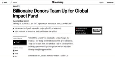 Billionaire Donors Team Up for Global Impact Fund