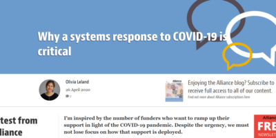 Why a systems response to COVID-19 is critical