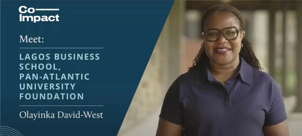 Co-Impact meet profile card featuring Olayinka David-West from Lagos Business School Pan-Atlantic University Foundation